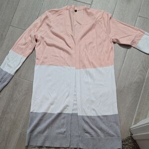 Amazon Essentials Pink and White Cardigan Sweater